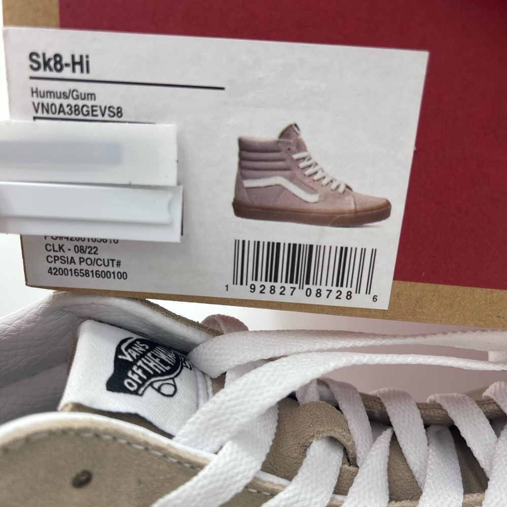 Vans Men’s Sk8-Hi
Humus/Gum Sneakers 
VN0A38GEVS8
 High-Top Sneakers in Beige - Picture 15 of 16